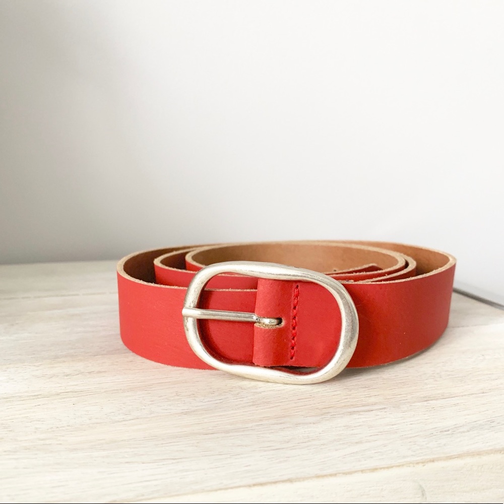 100% leather red belt